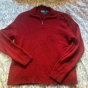 POLO Ralph Lauren Men’s Red quarter zip  Wool Sweater